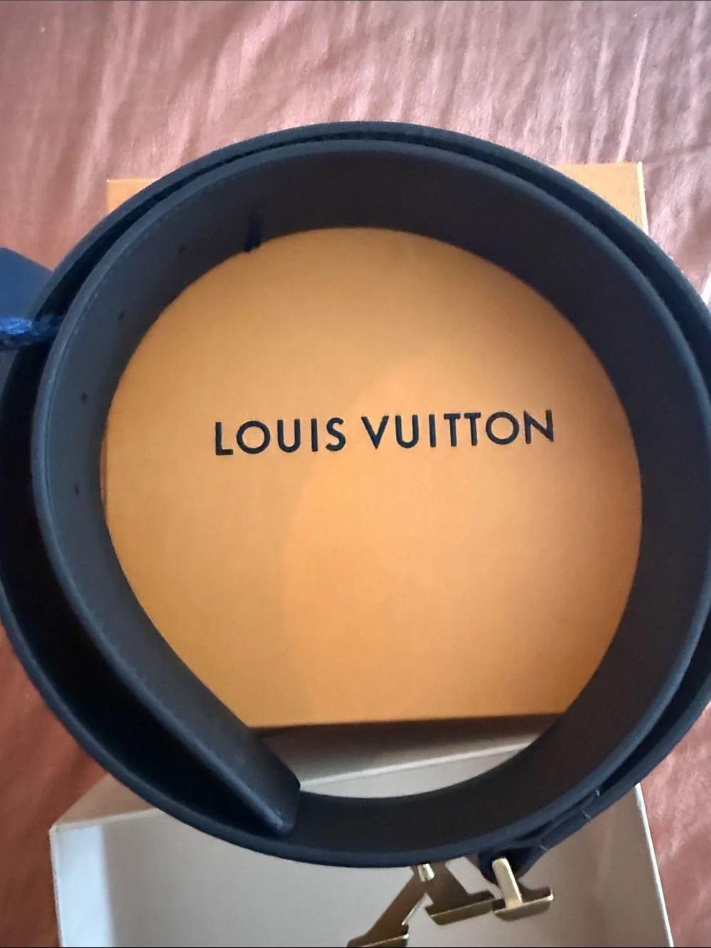 Louis Vuitton Brown Monogram Belt with Gold LV Buckle